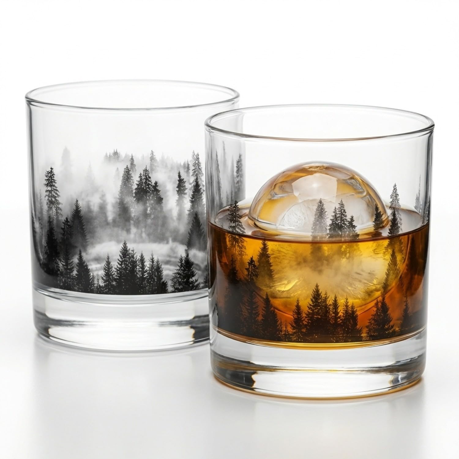 Breezio Whisky Gläser mit Wald-Panorama